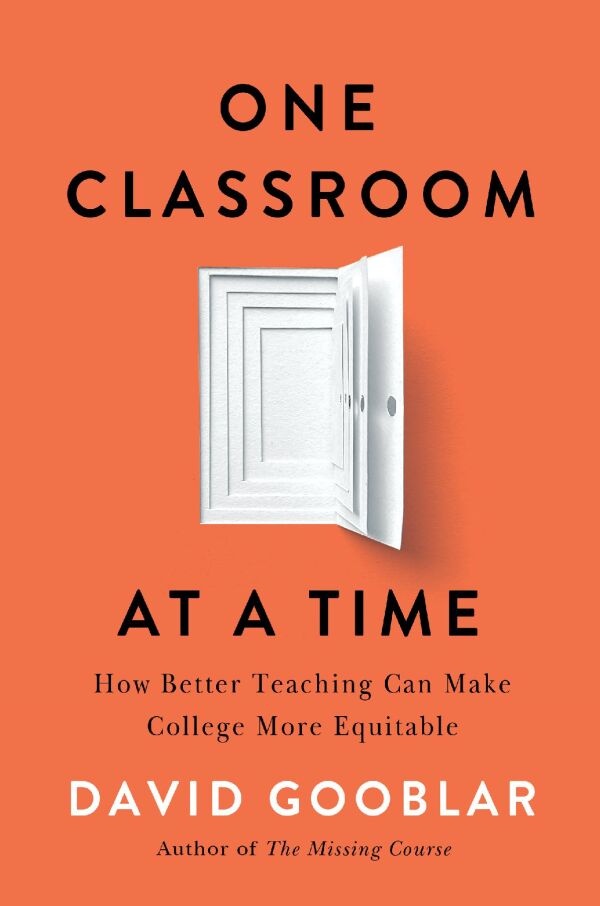 cover of One Classroom at a Time, an orange book with the image of receding paper doorways