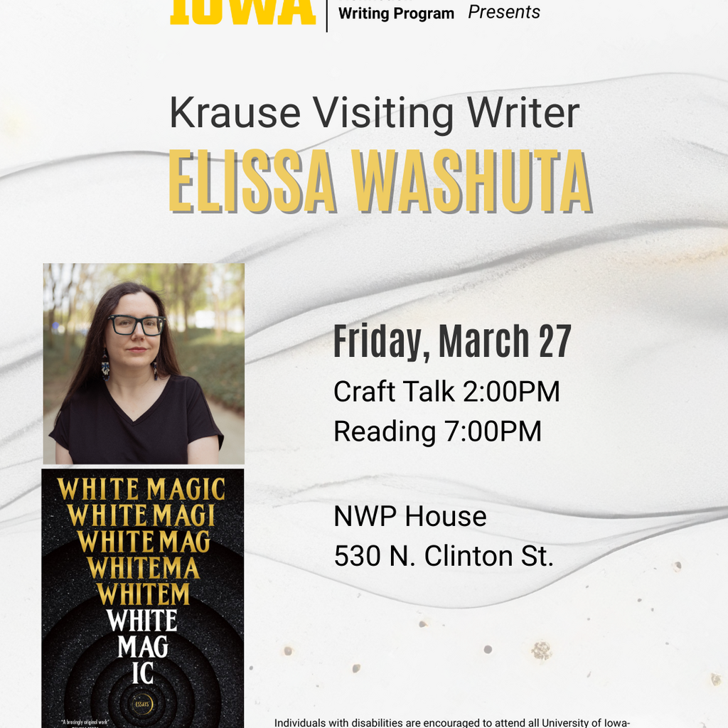 Craft Talk by Krause Visiting Writer, Elissa Washuta promotional image